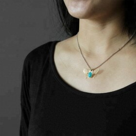 Girl-925-silver-Honeybee-Natural-turquoise-pendant (5)